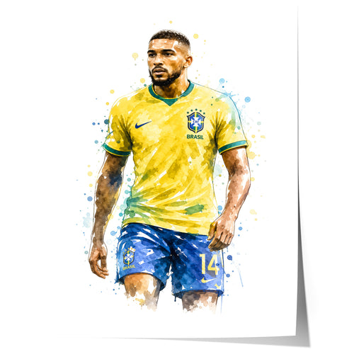 Brasilien Fussball Poster · Geschenkidee · Aquarell Sport Wandbild · Deko Print ohne Rahmen-0
