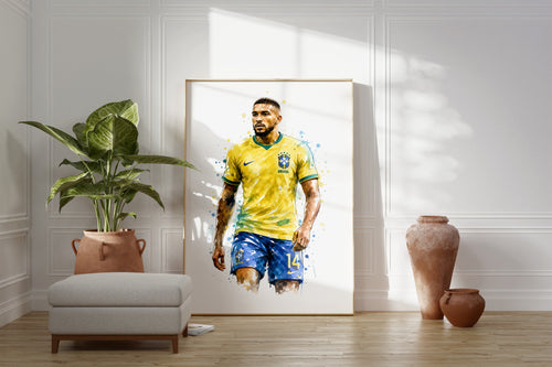 Brasilien Fussball Poster · Geschenkidee · Aquarell Sport Wandbild · Deko Print ohne Rahmen-1